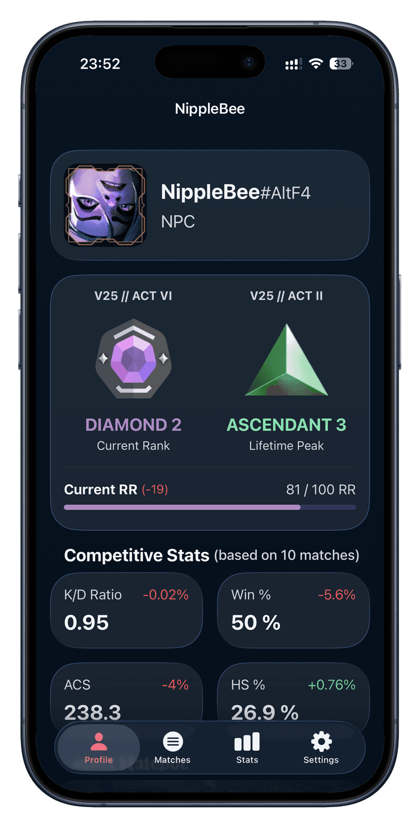 Valorant Player Profile and Rank Stats